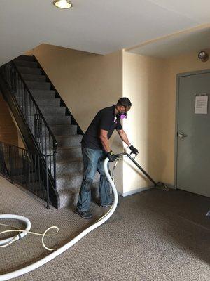 Cleaning six story condo building!