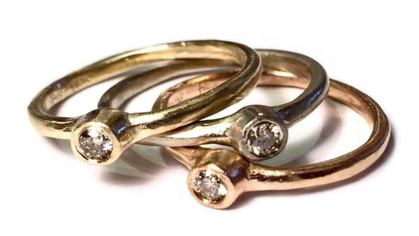 Champagne Diamond Gold Stack Rings