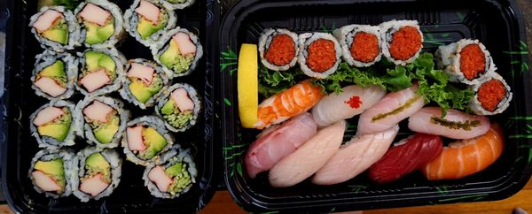 Sushi combo and California rolls.