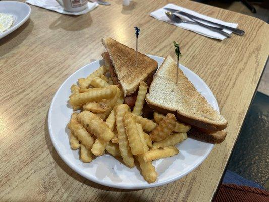 BLT with fries. $9 approx.