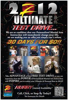 Schedule your class by August 31st and take advantage of your chance to take us on a FREE Test Drive for no cost at all!!