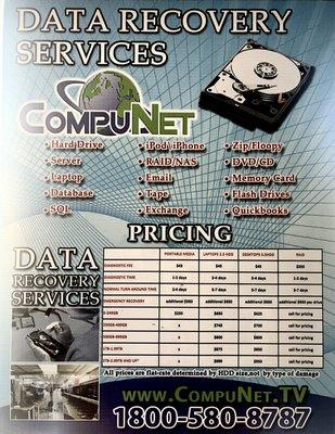 Data Recovery Specialists, fast turn around time and great results.