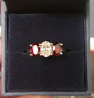 Stunning diamond and garnet engagement band!