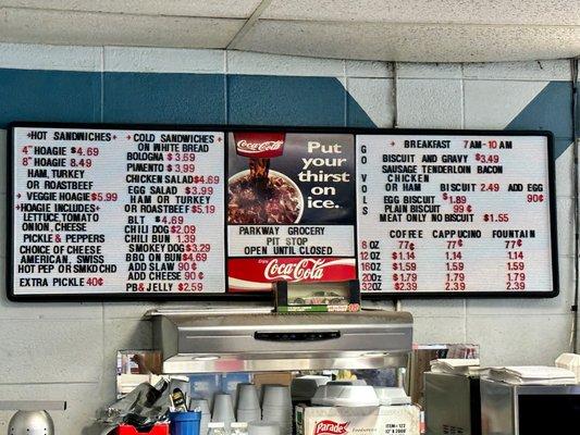 Parkway Grocery Pit Stop Menu