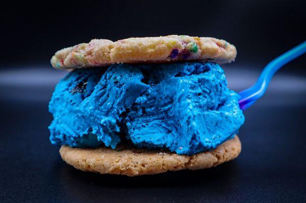 Sugar Cookies with Sprinkles and Blue Monster ice cream