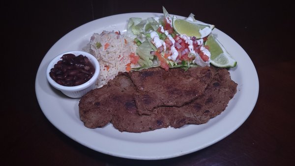 carne asada
grilled steak with beans rice salad and hand made tortillas