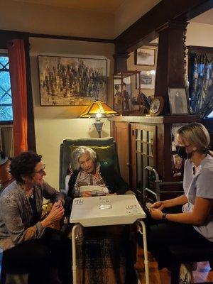 Our dear Caregiver had the thought my mom would enjoy playing Go Fish. Who knew? My mom turned out to be a regular card shark!