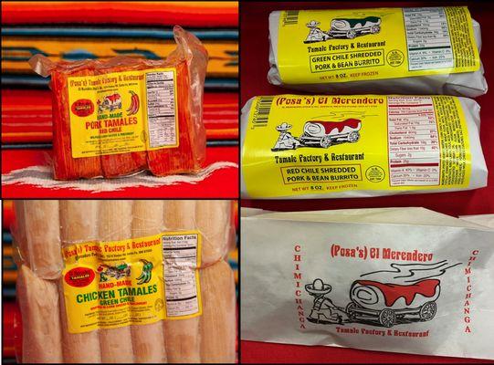 Packaged products: tamales, burritos and gotta try a chimi!