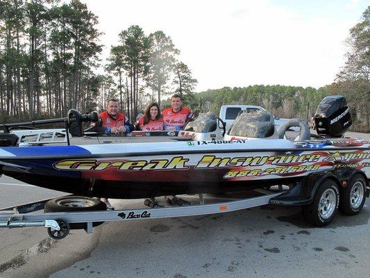 Greak Insurance sponsored a bass fishing team.