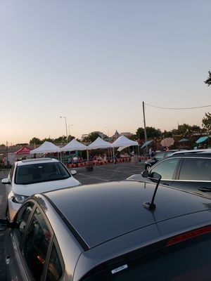 Parking lot view of Beer Garden