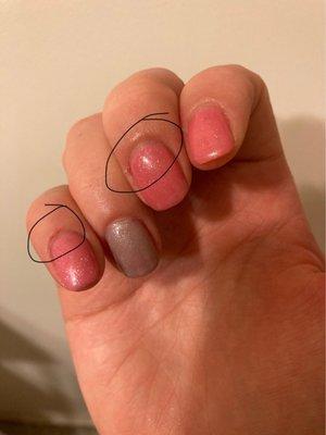 Cuticles cut and bad way of putting polish