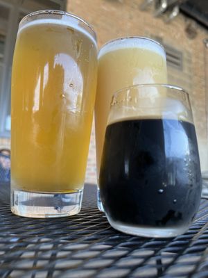 The first three beers from Monochrome and outside.