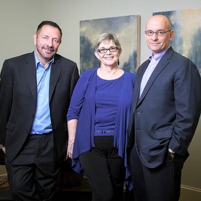 Divorce & Family Law Attorneys, pictured left to right,  Randy New, Joyce Kitchens, and Jeff Cleghorn.