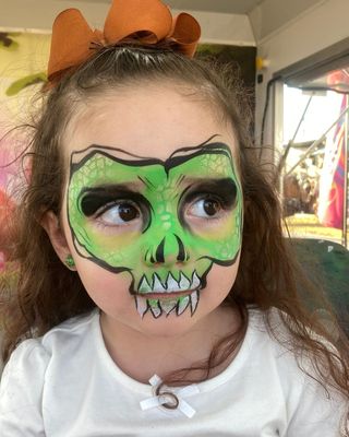 Monster mask face painting done at the Brazoria County Fair in Angleton, Texas