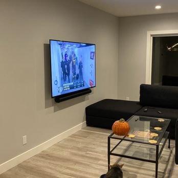 Tv mounting and sound bar with new electrical plug