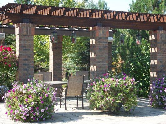 Brick column pergola