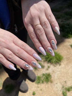 Almond chrome with rhinestone details