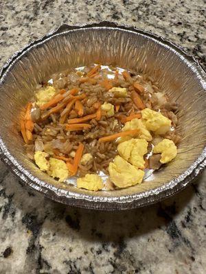 This was the complete container of "Famous Fried Rice!"  $6.99 for this entire container.  Complete waste of my $.