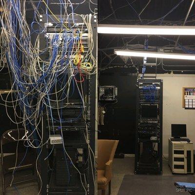 Before and After of a network room clean up project.