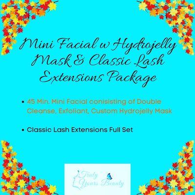 Lash Extensions and mini facial package