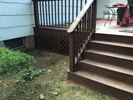 Deck stained and added lattice.