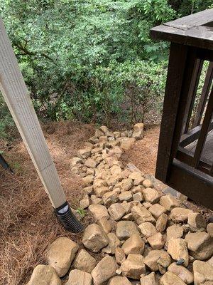 Hardscaping , helping with erosion problems. Install a river bed