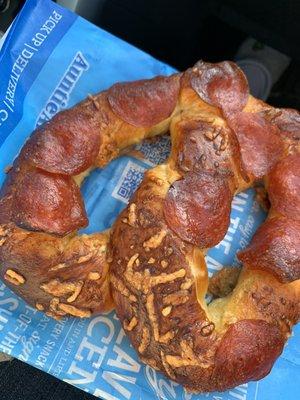 Not only did they give me the wrong pretzel, they gave me this over-baked Pepperoni Pretzel.