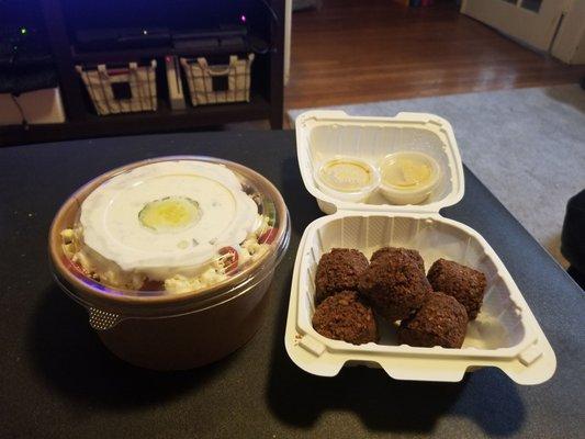 Take out lunch - Their bowls are huge and filling. Falafel is always nice and crunchy.