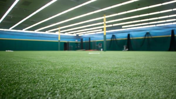 Normally divided into an 80x80 infield plus a 40x80 pitching or batting machine tunnel. Each 40x80 tunnel can be divided into three tunnels