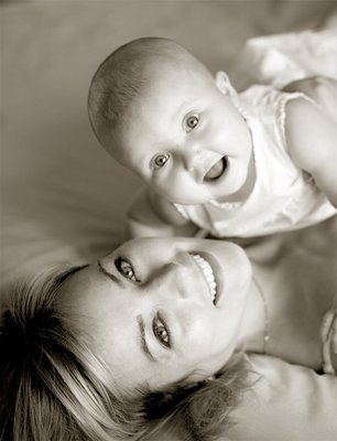 B+W of Mom and Baby