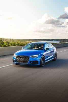 Rolling photo we took of this Audi on a bridge.