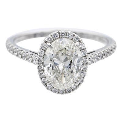 Tiffany & Co. Oval Soleste Diamond Engagement Ring 1.50 Cts Total I VS1 Platinum