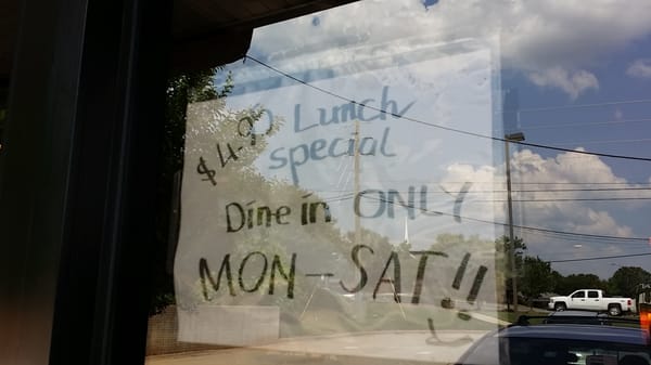 Lunch special Mon - Sat