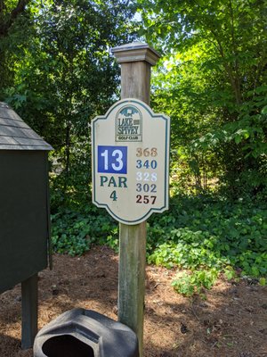 Hole 13 marker.