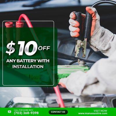 $10 Off any Battery Installation.