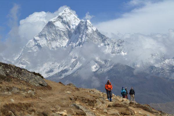 On the way in Nepal, trekking to Everest Base Camp.