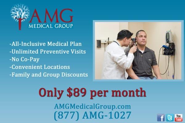 All-Inclusive Medical Plans Only $89 per month. Call (877-AMG-1027)