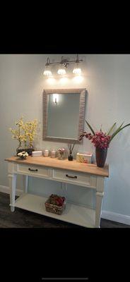 Pretty Hallway desk with fresh flowers