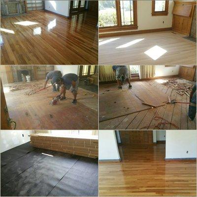 Removal of old thin floors and prefessional installation and sand & finish of new solid white oak flooring