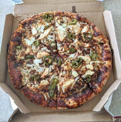 Extra BBQ, Chicken, Jalapenos, Onion...YUM $8.69/Large w/ coupon