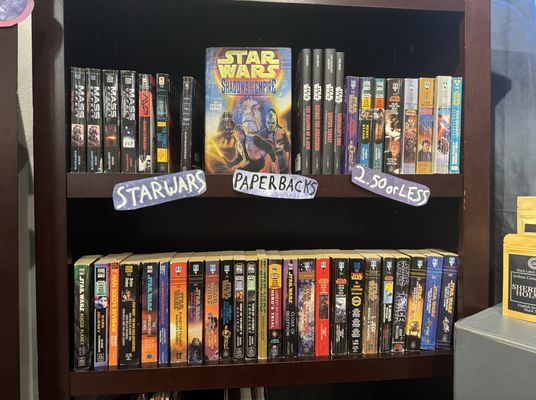 We have a large selection of Star Wars novels! Plus other sci-fi!