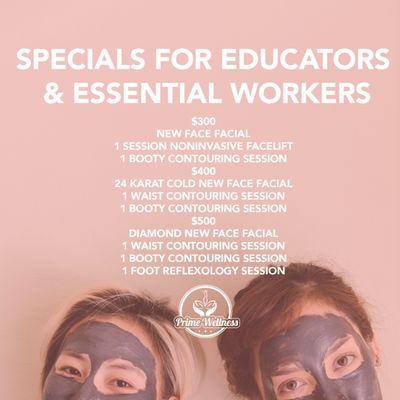 Our September Special for Educators and Essential Workers!