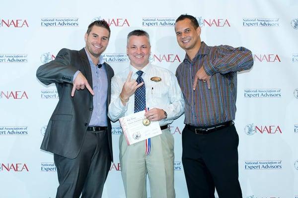 Receiving my Expert Advisor Certification with the Cofounders of NAEA; Jay Kinder & Michael Reese; Hook'em!