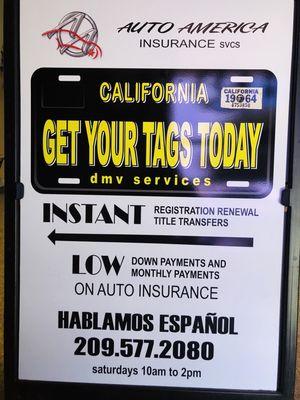 Get your tags with us today! Low cost Auto Insurance