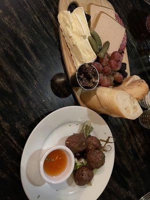 Vietnamese lamb meatballs and cheese meat tray.