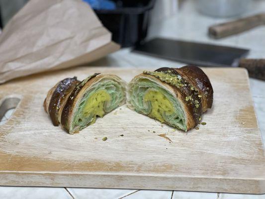 $6 for cream-filled Pistachio Croissant from Le Saint Honoré, tasty!