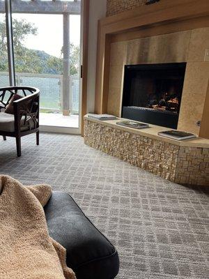 Lounge area with fireplace