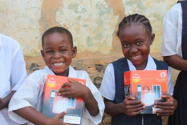 Liberian kids with solar lights