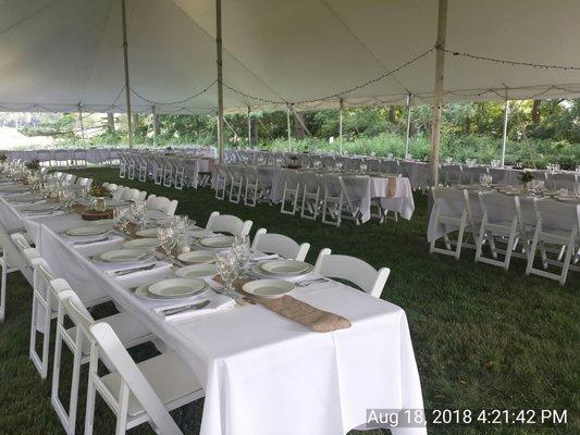 Outside table setup for Farm to Fork Charity dinner