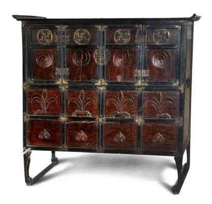 Wooden Dresser with Carved Patterns